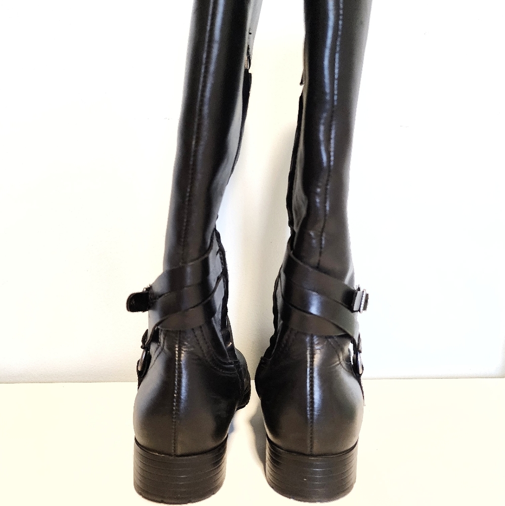 Lauren Ralph Lauren Tall Black Leather Savion Riding Boots Zip Closure 6.5 - Picture 5 of 14